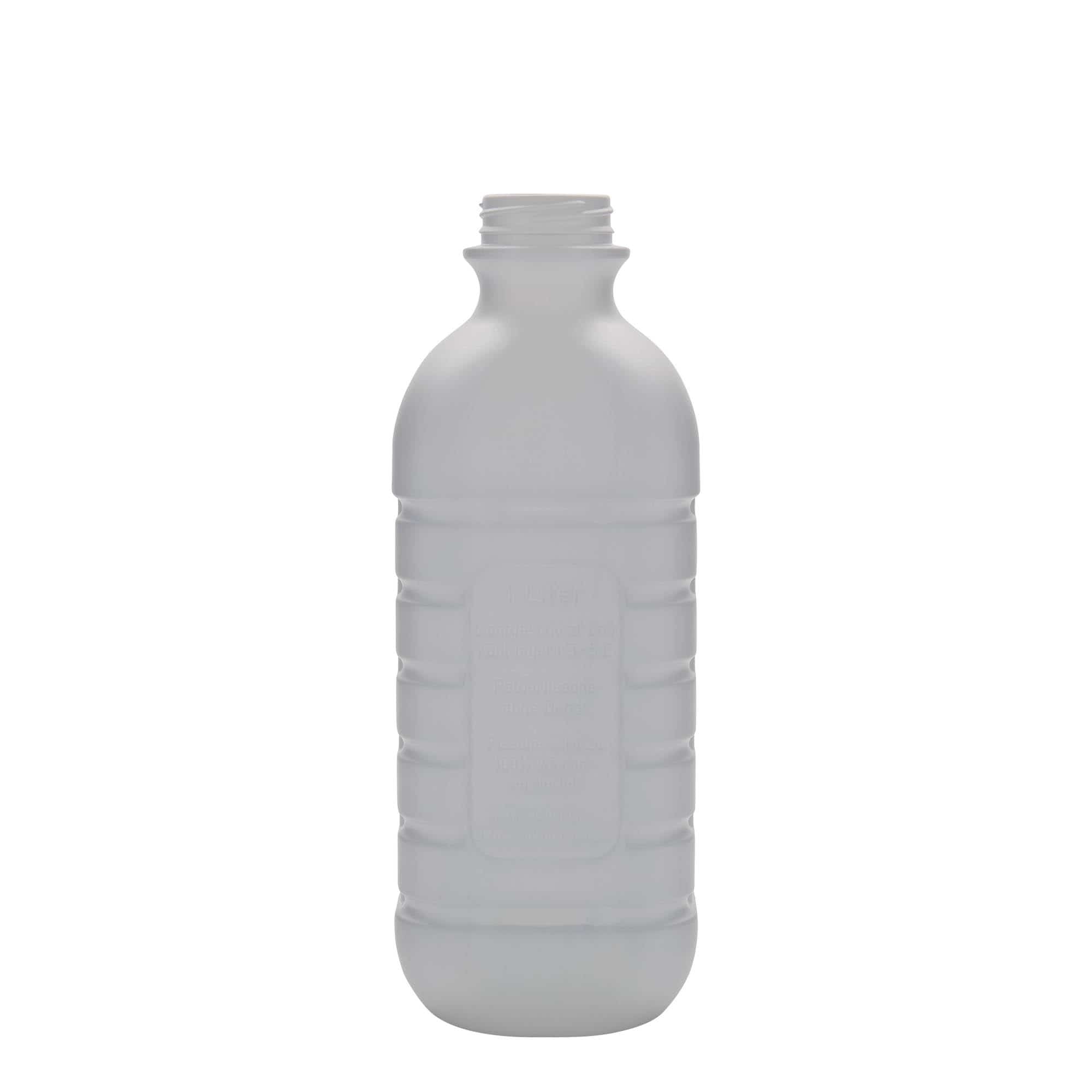 Boca za mleko od 1000 ml, pravougaona, HDPE plastika, bela, otvor: PEHD40