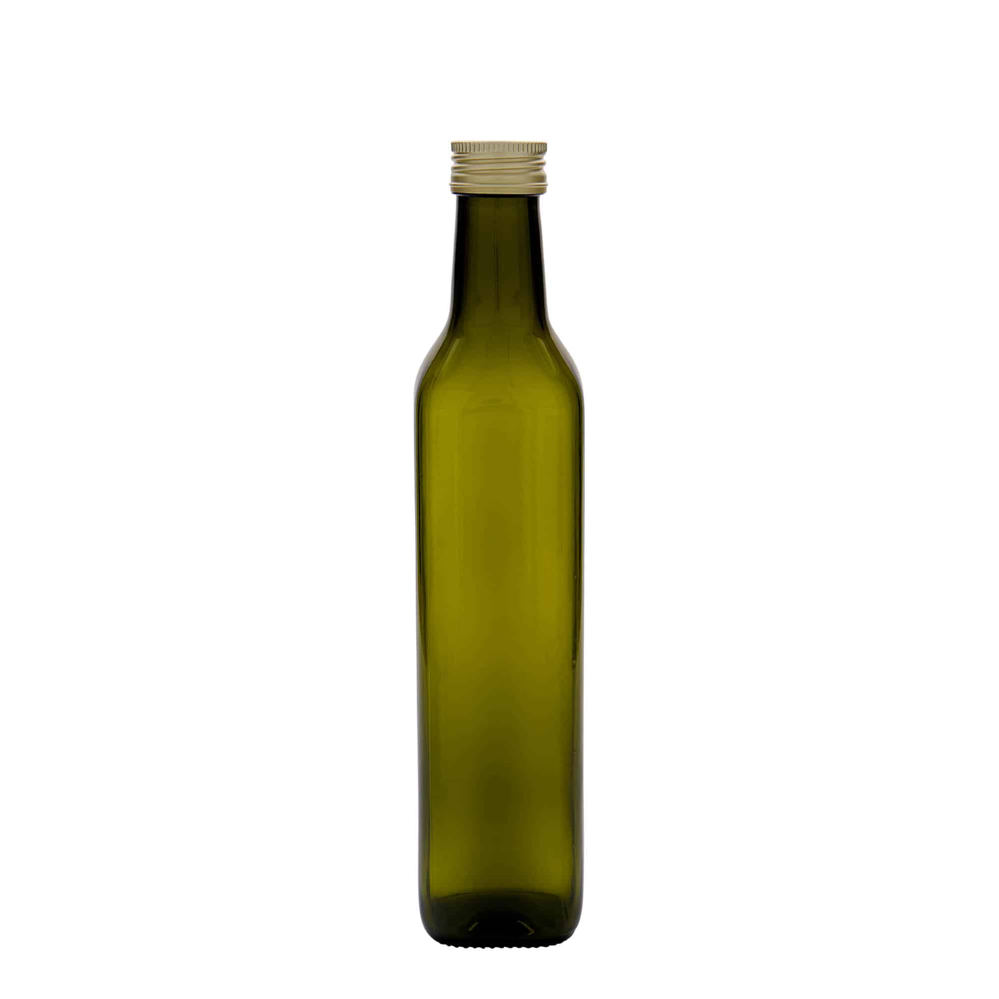 Staklena boca od 500 ml 'Marasca', kvadratna, antik zelena, otvor: PP 31,5