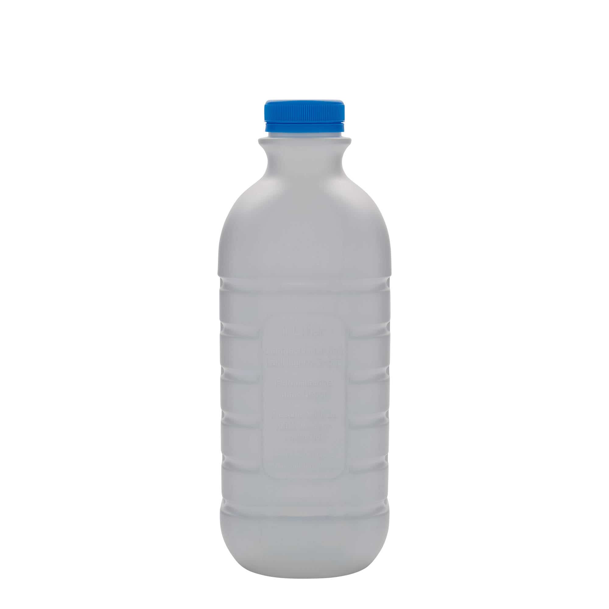 Boca za mleko od 1000 ml, pravougaona, HDPE plastika, bela, otvor: PEHD40