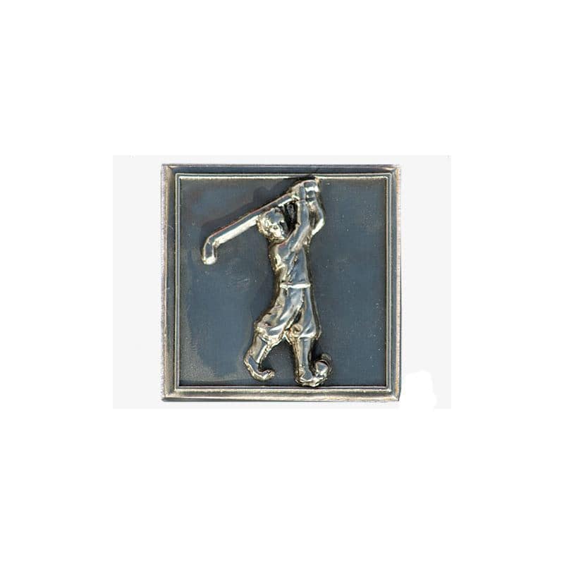 Limena etiketa 'Golfer', kvadratna, metal, srebrna