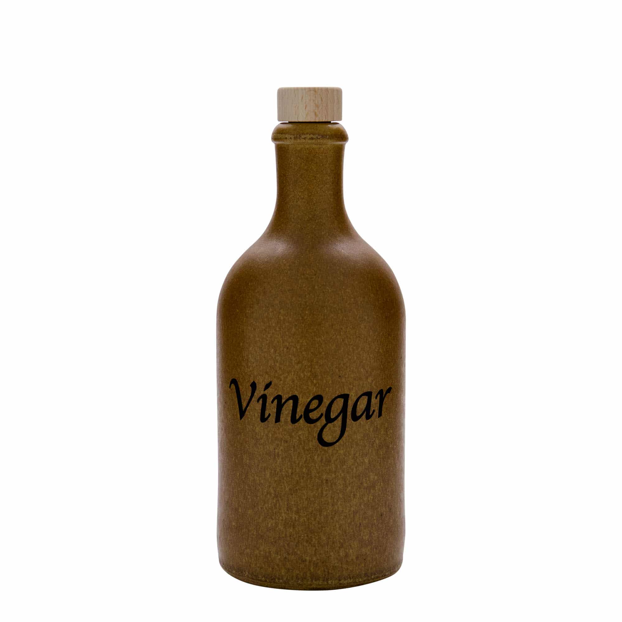 Glinena boca od 500 ml, motiv: Vinegar, keramika, braon-kristal, otvor: Plutani čep